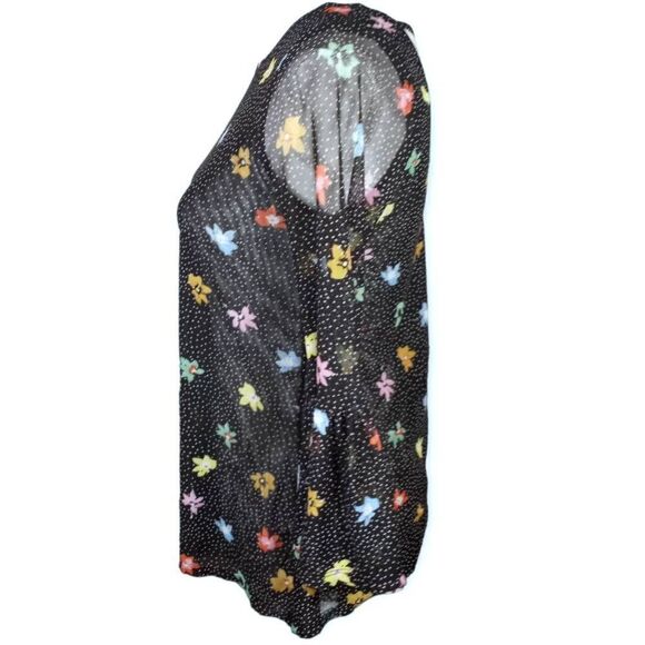 CABLE & GAUGE SHEER BLACK FLORAL BLOUSE SZ.S  EUC - Picture 2 of 6
